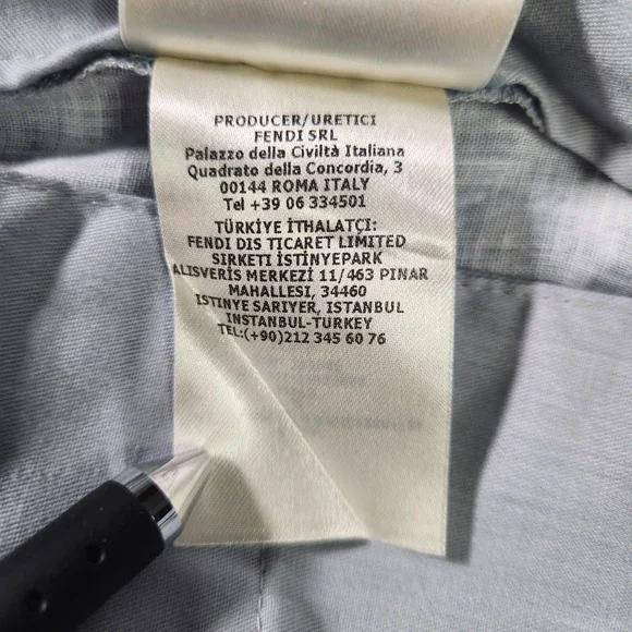 Fendi FF Logo Linen Shorts Mens Bermuda Blue White IT 52 FB0821 AR62 - Picture 13 of 15